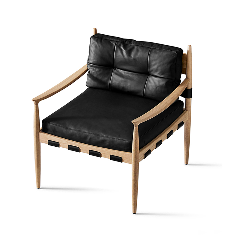 Ease Modern Upholstered Armchair Oak Frame Fogel Lounge Chair