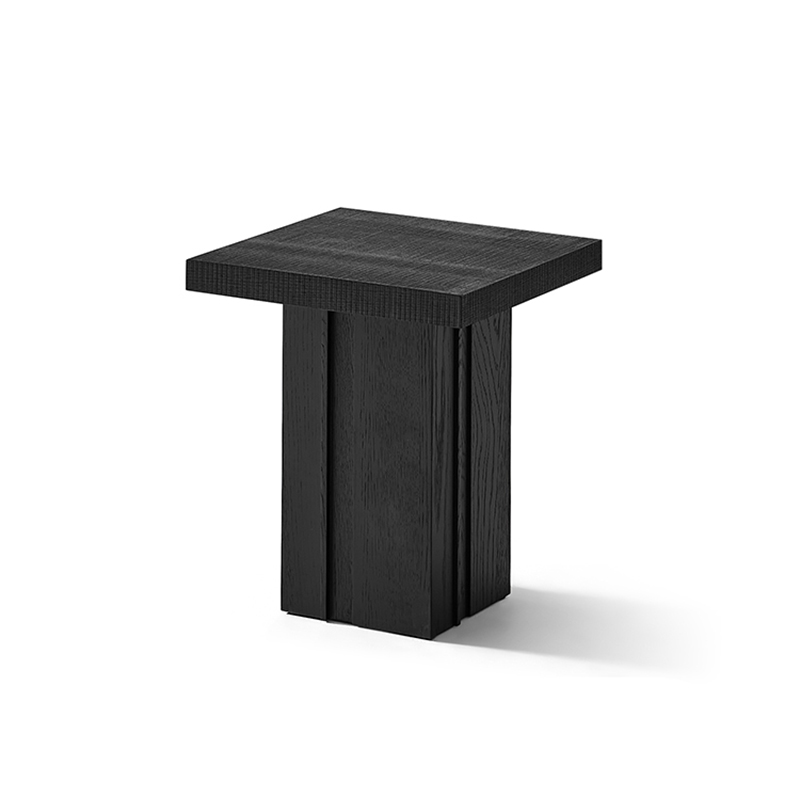 Everos Small Corner Table Sofa Accent Table Black Square Oak Side Table