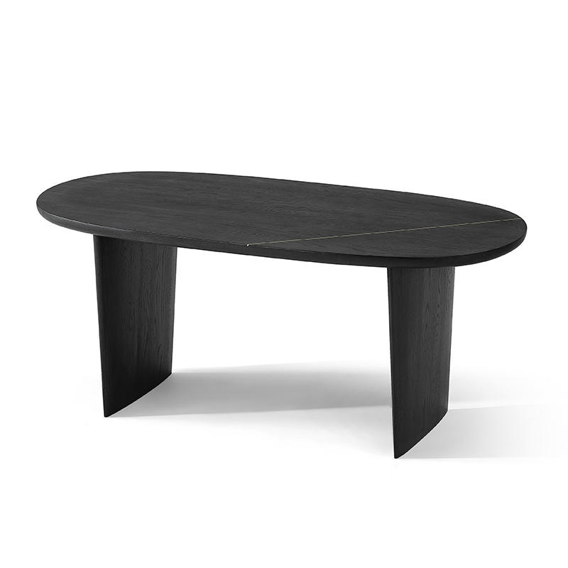 Everos Scandinavia Design Solid Wood Oak Black 70.8in Oval Dining Table