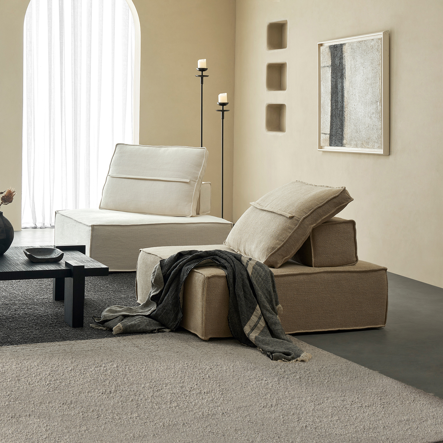Peros Minimalist Scandinavian Thickened Linen Fabric Modular Sectionals Sofa