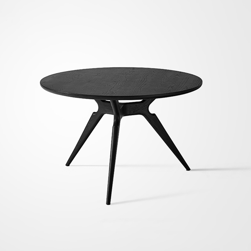 Ceno Circular Kitchen Tables Solid Wood Oak Black 47.2in Round Dining Table