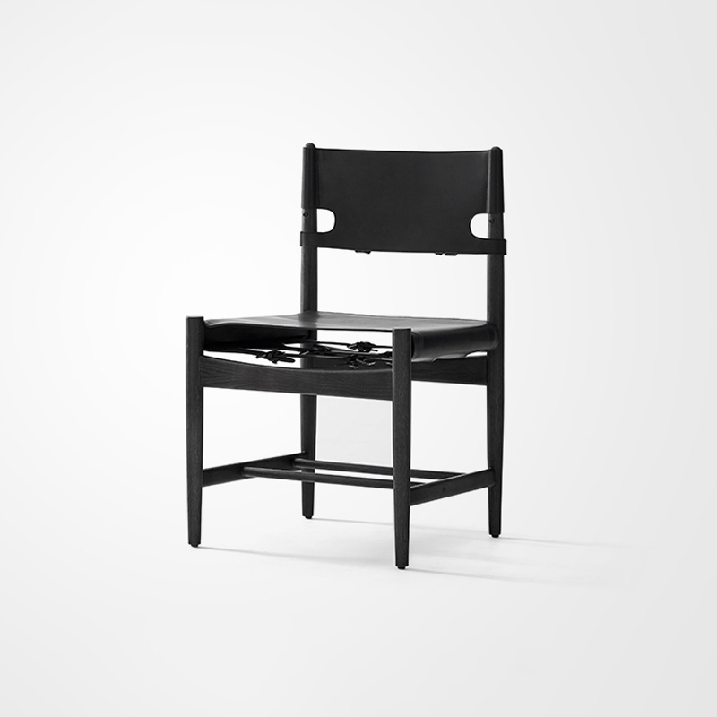 Everos Minimalist Kitchen Chairs Modern Saddle Leather Seat Oak Dining Chair