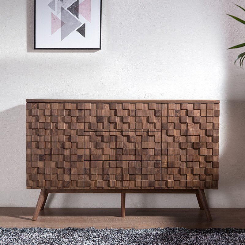 Modern Nordic 59" Solid Wood Black Walnut Sideboard