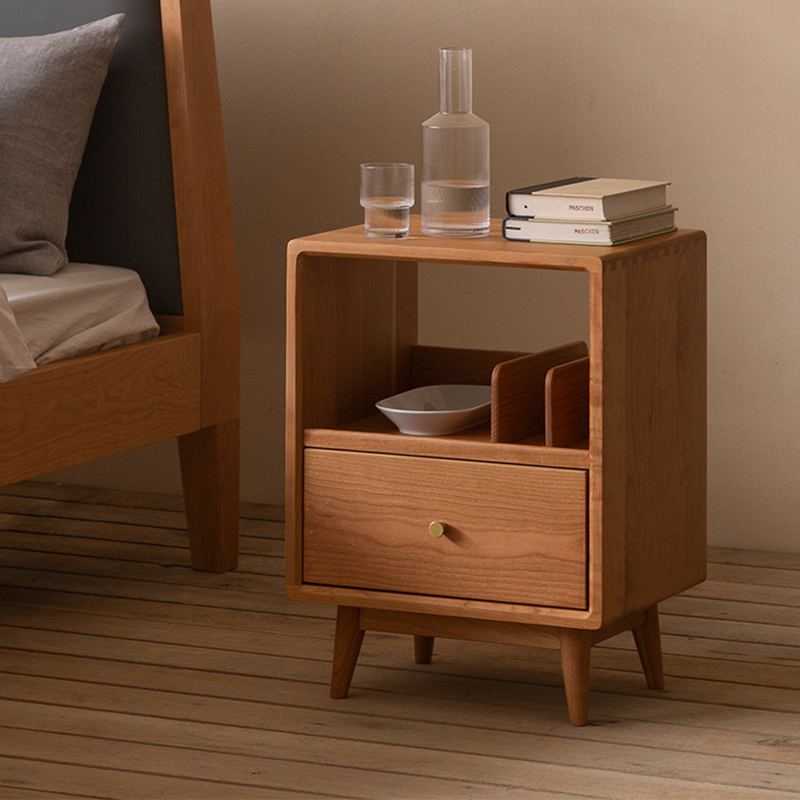 Tevia Bedside Table Simple Solid Wood Nightstand