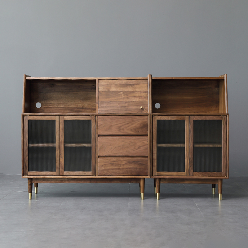 Vensa Modern Storage Cabinet Kitchen Solid Walnut Sideboard-Afurnitek