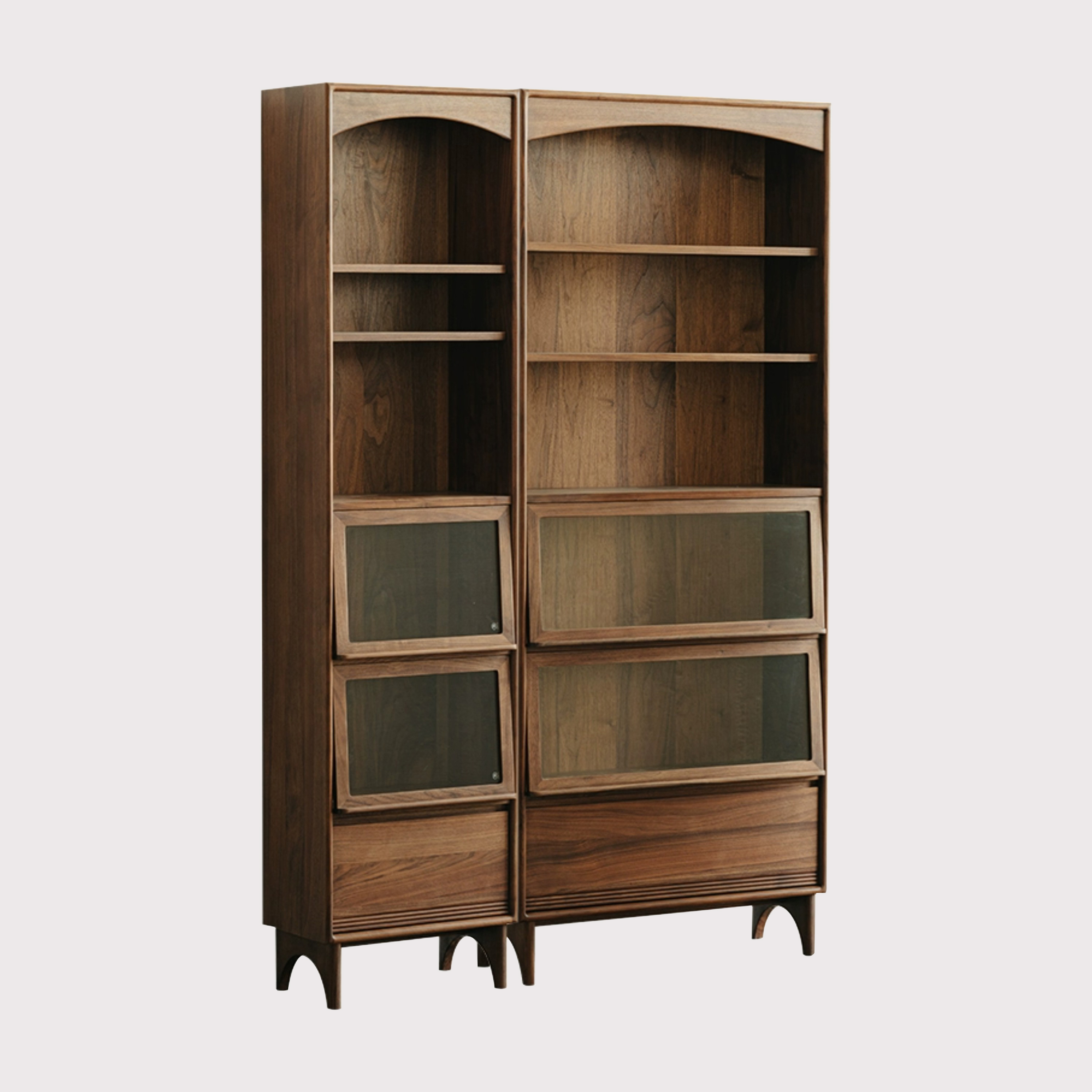 Vintage Solid Wood Bookcase Glass Display Cabinet Storage Organizer