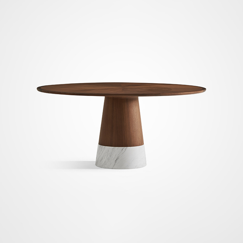 Paros Kitchen Turntable Tables Walnut Round Dining Table with Lazy Susan