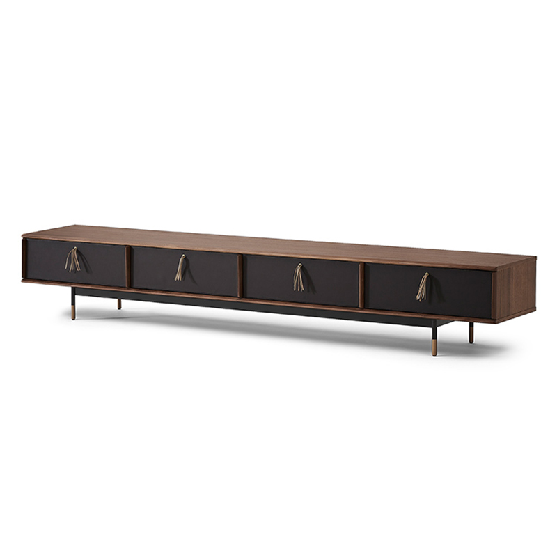 Everos Media Console Modern Living Room 94.5in Walnut TV Stand