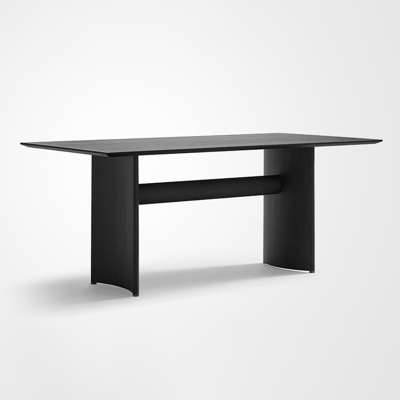 Barlos Minimalist Dining Room Sets Rectangular Ash Wood Black Dining Table