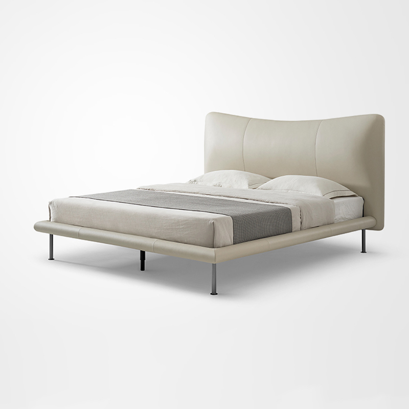 Lunos Bedroom Queen Beds Modern Leather Bed Frame Almond White