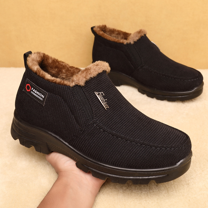 Men's Comfortable Arch Support Waterproof Fleece Genuine Leather Snow