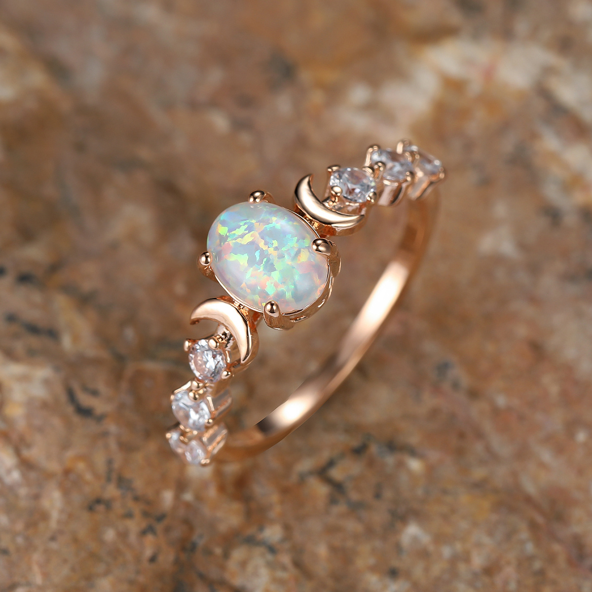 Delicate Opal Moissanite Ring Oval Cut Gemstone Hand Jewelry Engagement Ring Jewelry For Women 