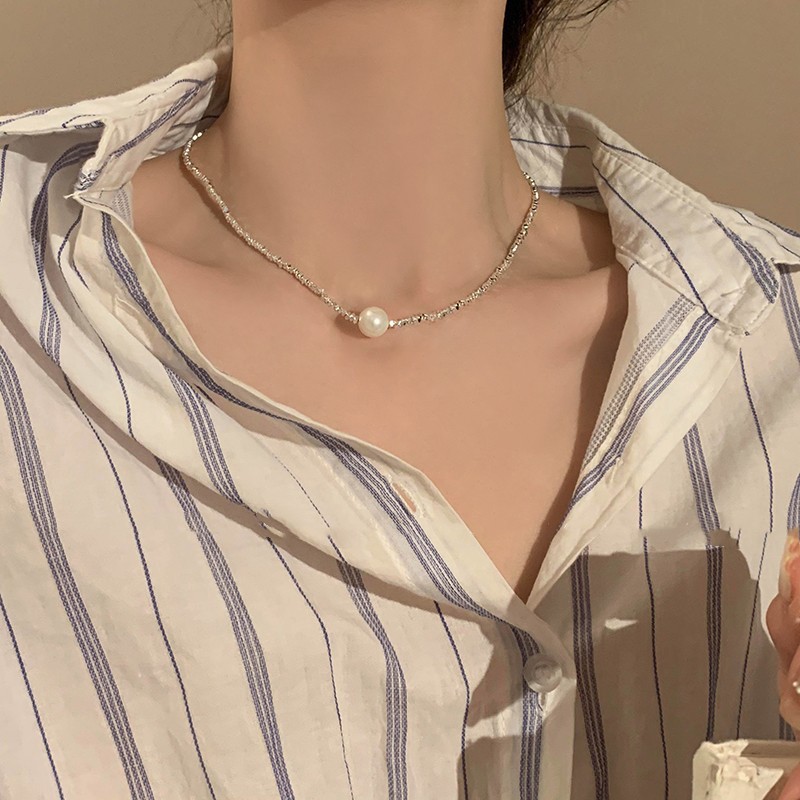 S925 Sterling Silver Japan Top Akoya Pearl Necklace"One Pearl"