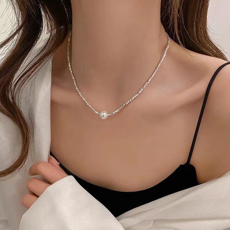 S925 Sterling Silver Japan Top Akoya Pearl Necklace"One Pearl"