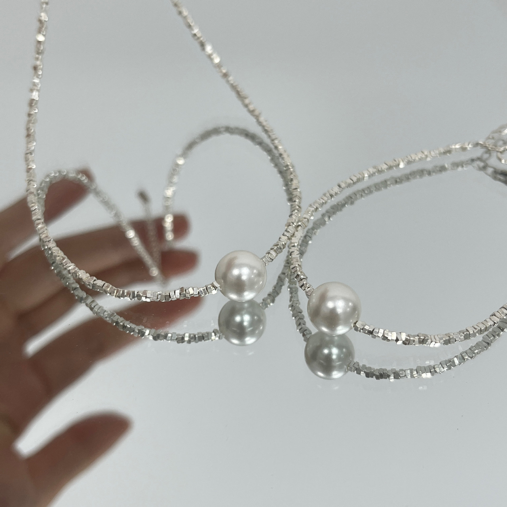 S925 Sterling Silver Japan Top Akoya Pearl Necklace"One Pearl"