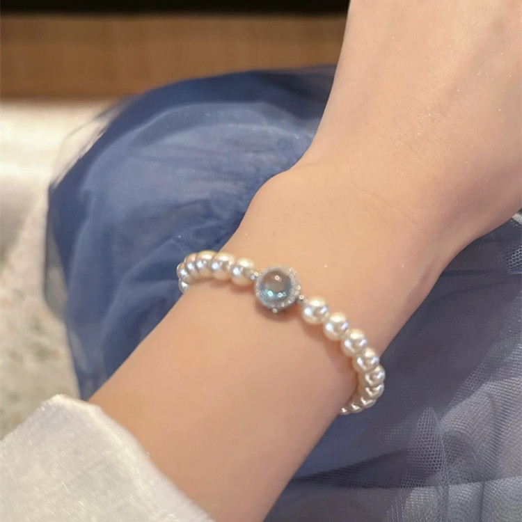 AAAA Akoya Sapphire Crystal Pearl Bracelet