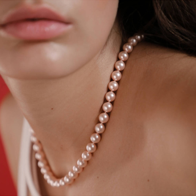 Japan Akoya Pink Pearl Necklace- AAA Quality