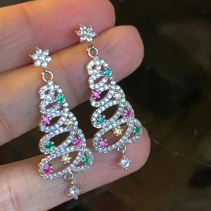 Shiny Christmas Tree Earrings