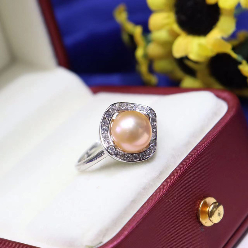 925 Sterling Silver White Gold Plated Inlay Pearl Rings For Ladies