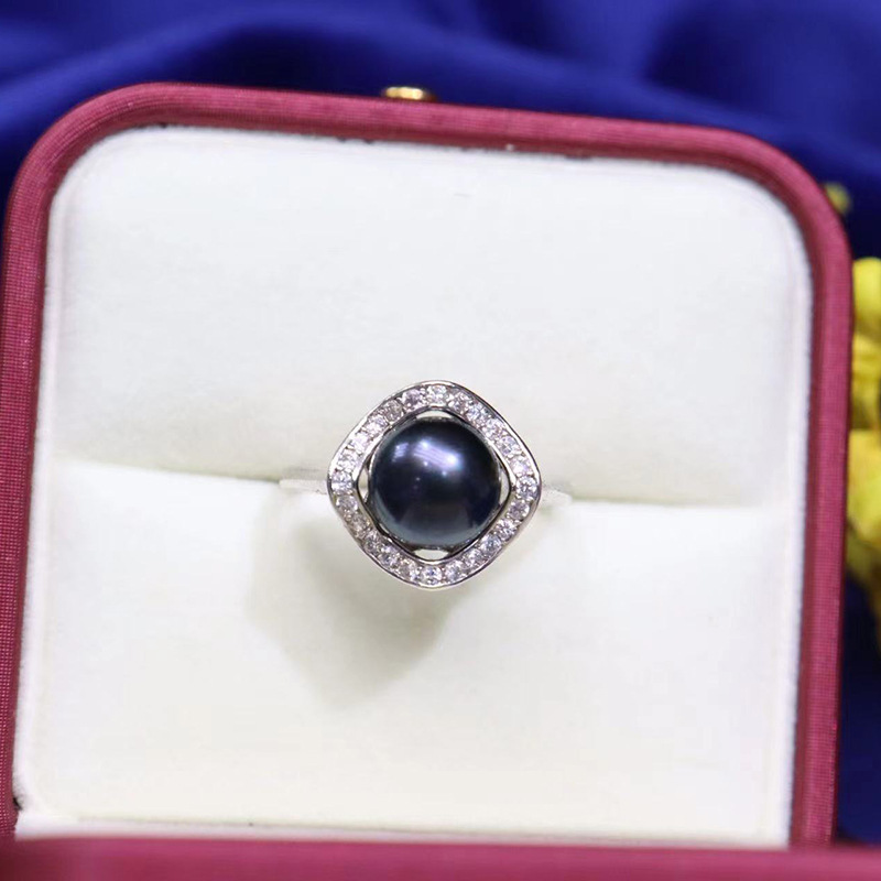 925 Sterling Silver White Gold Plated Inlay Pearl Rings For Ladies