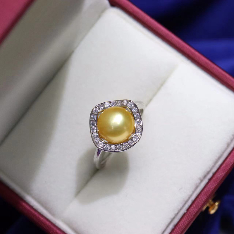 925 Sterling Silver White Gold Plated Inlay Pearl Rings For Ladies