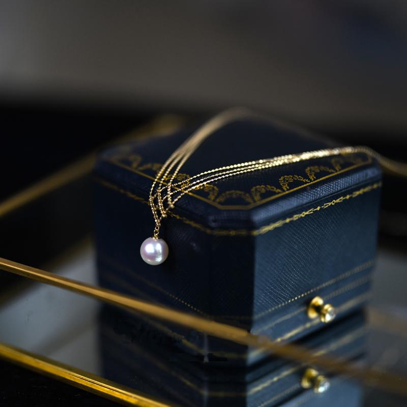 Akoya Pearl Lace Necklace in 14k Gold