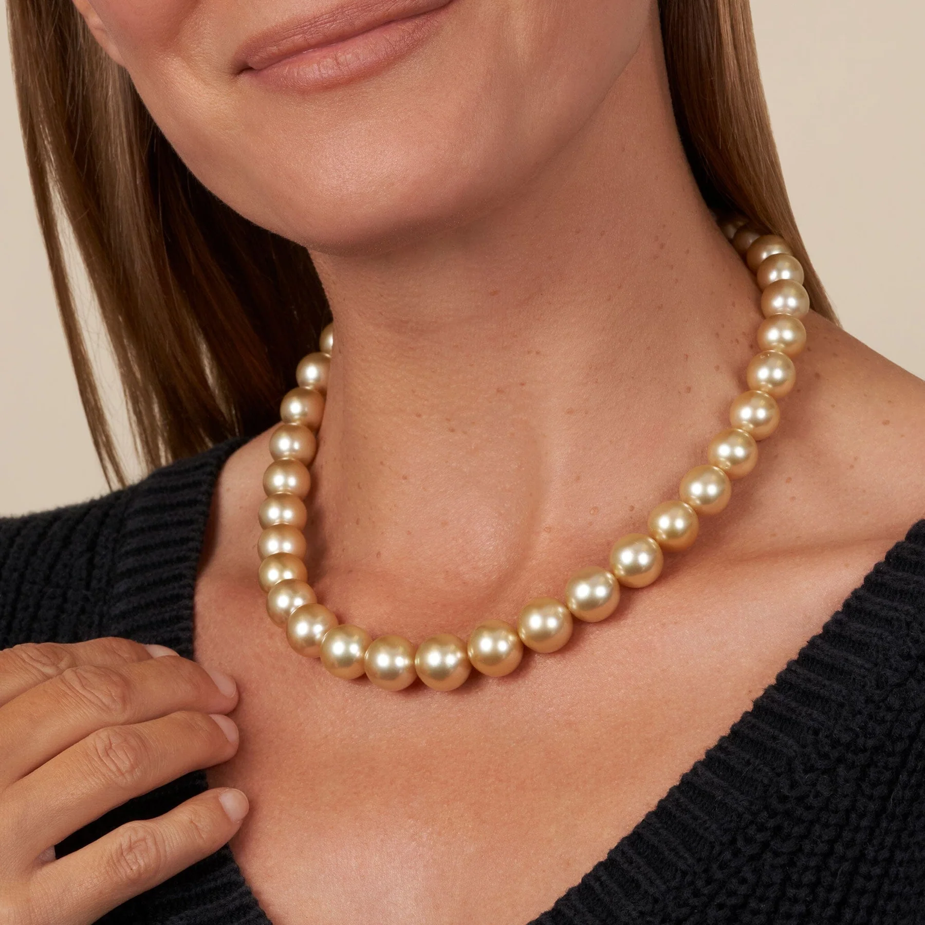 8-10MM Golden South Sea Pearl Necklace