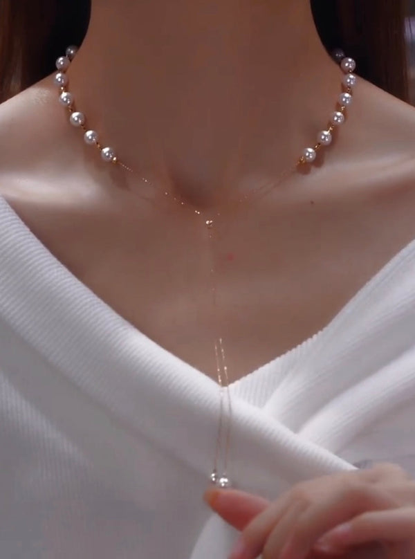 Florence Dainty Pearl Necklace | 24k Gold Plated