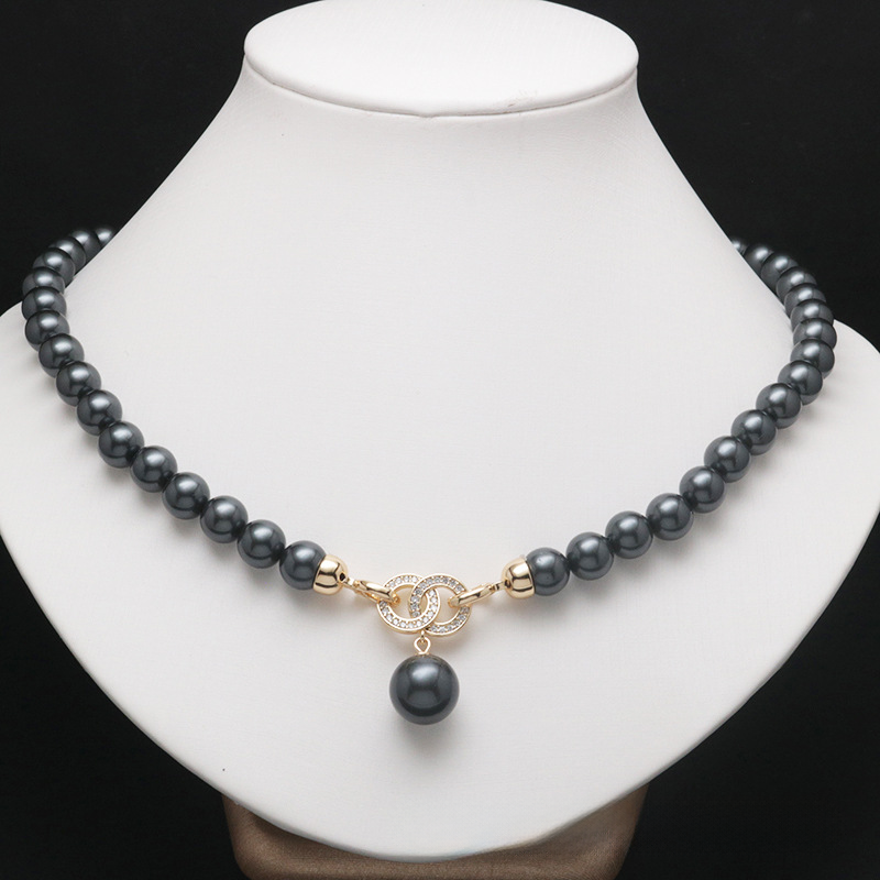 Fashionable Pearl Necklace Niche Micro-paved Zircon Pearl Necklace