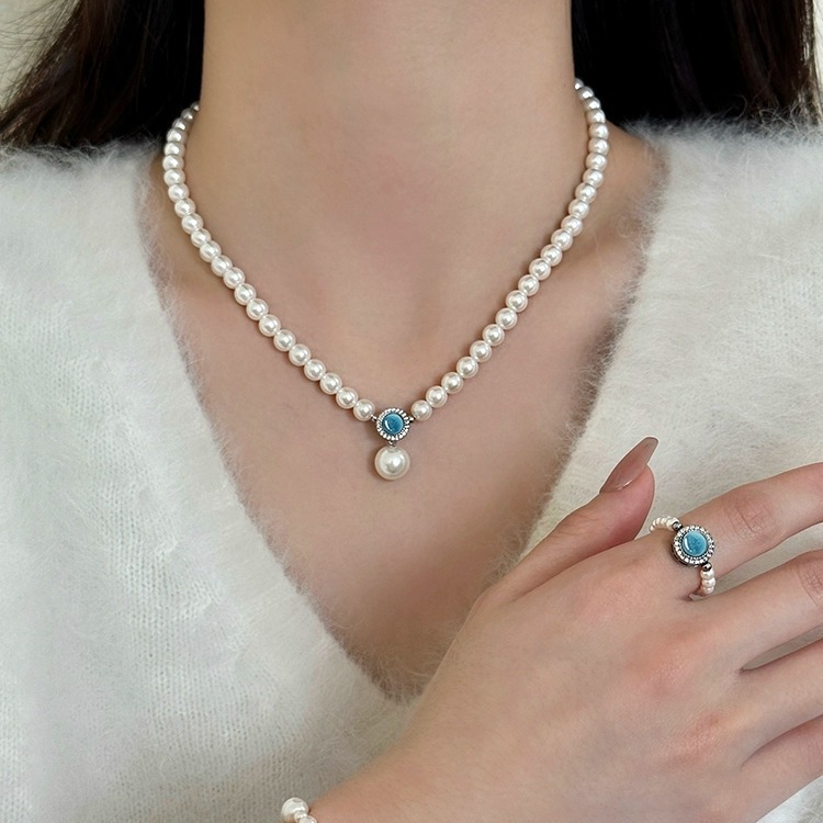 Aquamarine Pearl Set | 925 Sterling Silver