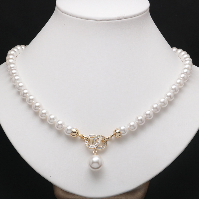 Fashionable Pearl Necklace Niche Micro-paved Zircon Pearl Necklace