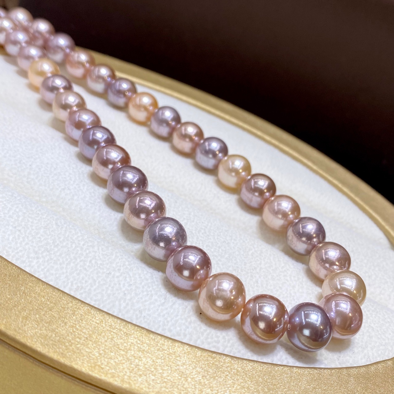 9.5-10.5mm High Gloss Colored Japanese Pearl Necklace - AAA Quality