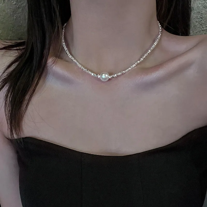 S925 Sterling Silver Japan Top Akoya Pearl Necklace"One Pearl"