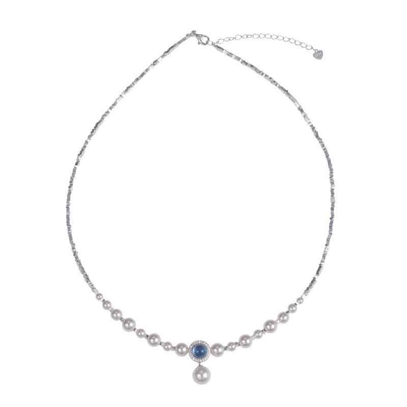 Sapphire Pendant Pearl Necklace