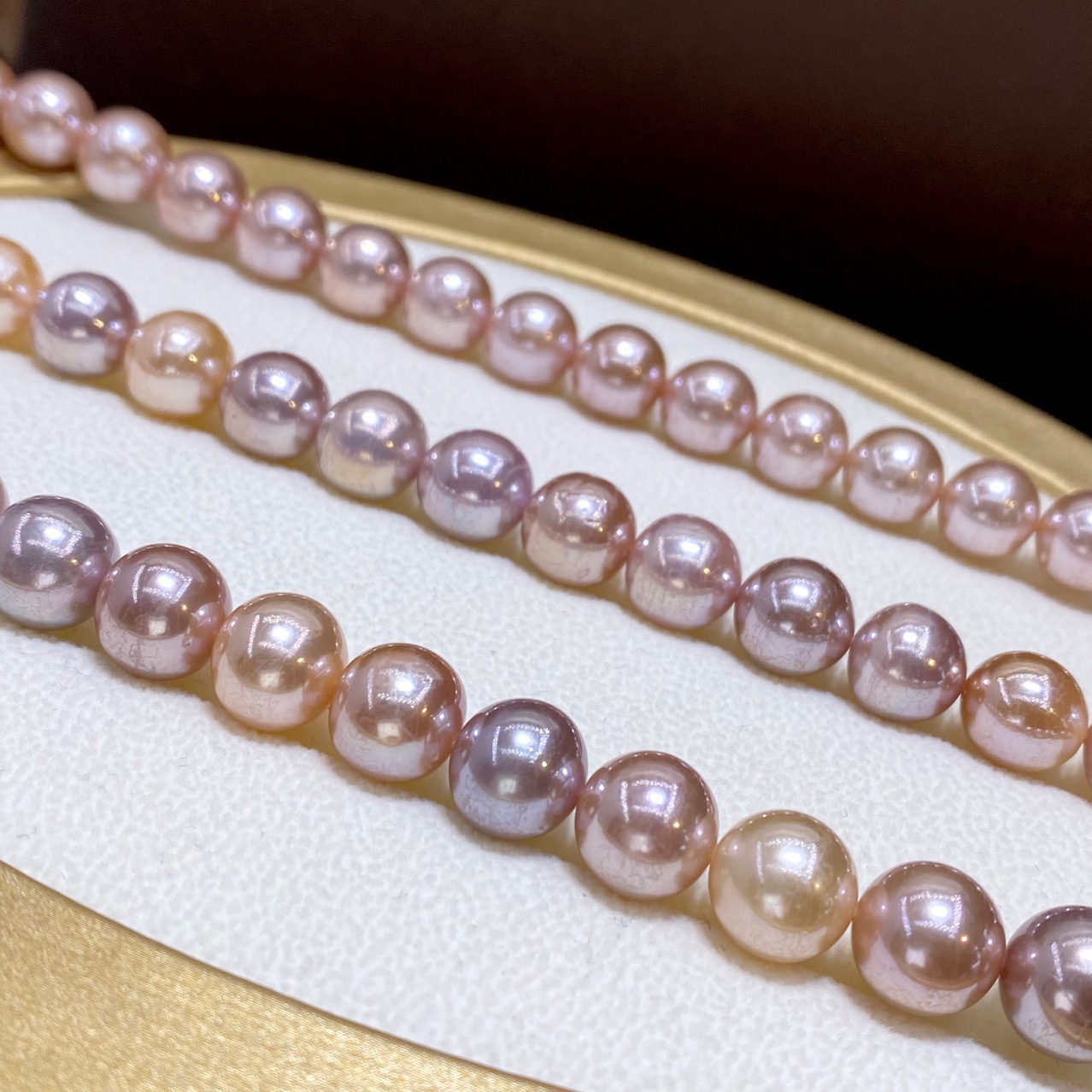 9.5-10.5mm High Gloss Colored Japanese Pearl Necklace - AAA Quality