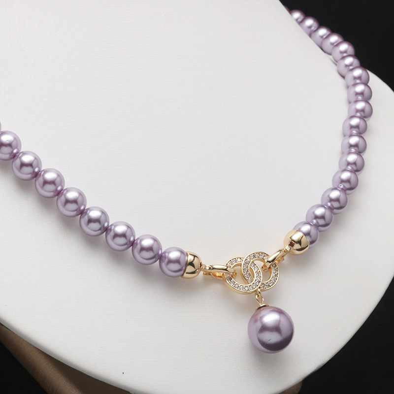 Fashionable Pearl Necklace Niche Micro-paved Zircon Pearl Necklace