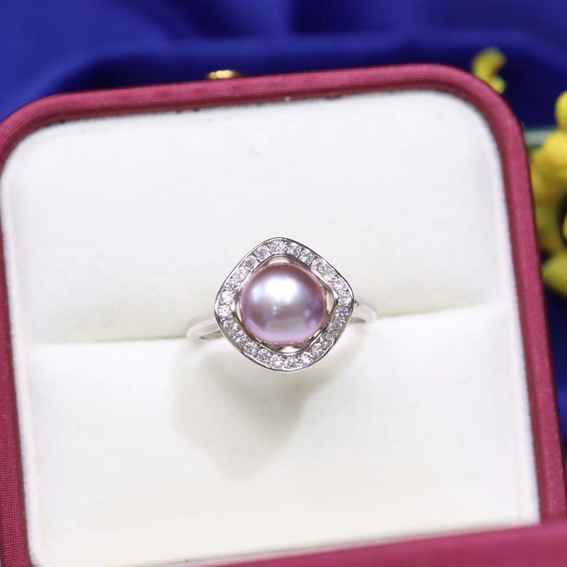 925 Sterling Silver White Gold Plated Inlay Pearl Rings For Ladies