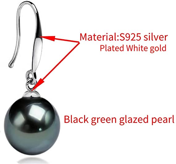 925 Sterling Silver White Gold Plated Inlay Pearl Pendant Earrings For Women Girls Ladies