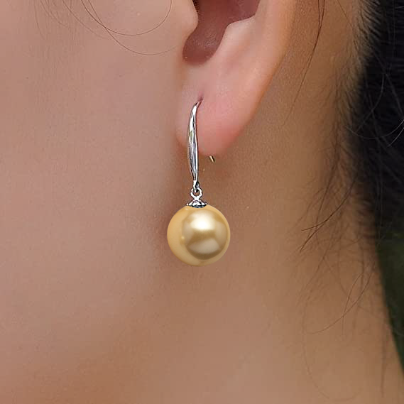 925 Sterling Silver White Gold Plated Inlay Pearl Pendant Earrings For Women Girls Ladies