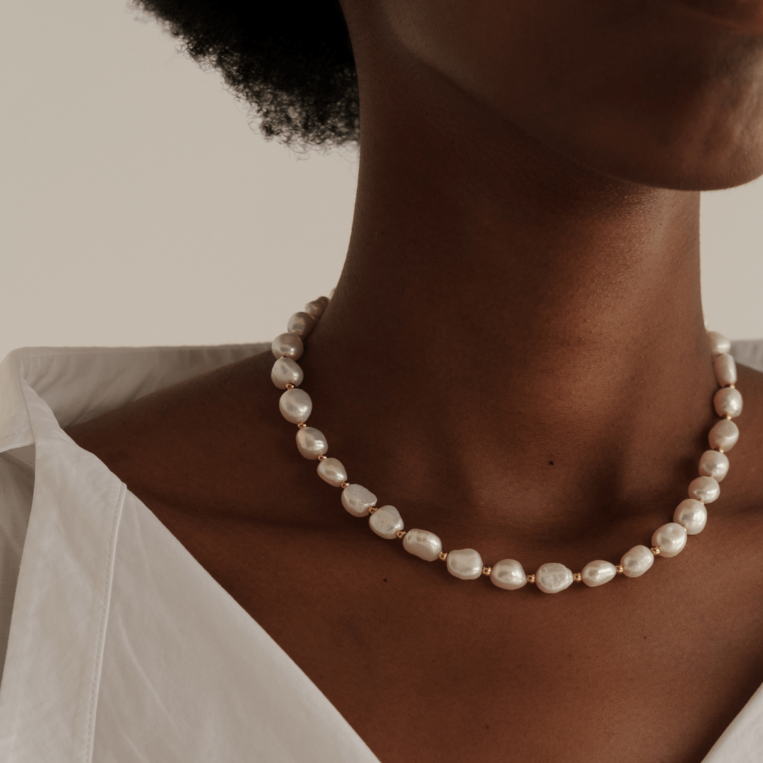 Vintage Baroque Pearl Matching Necklace, Bracelet & Earrings Set