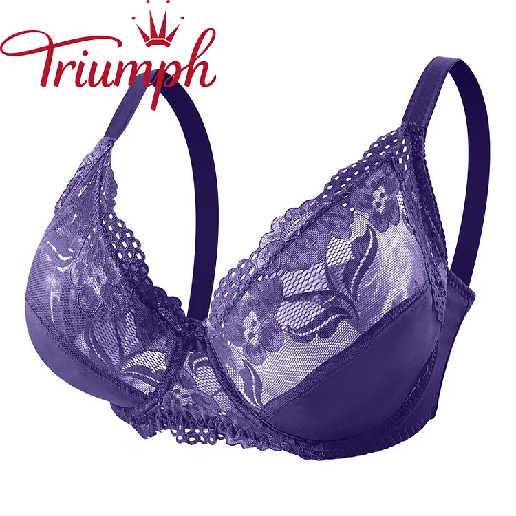 Triumph - 🔥Lenjerie sexy transparentă ultra subțire push up din dantelă [75A-110E] Set 3 bucăți