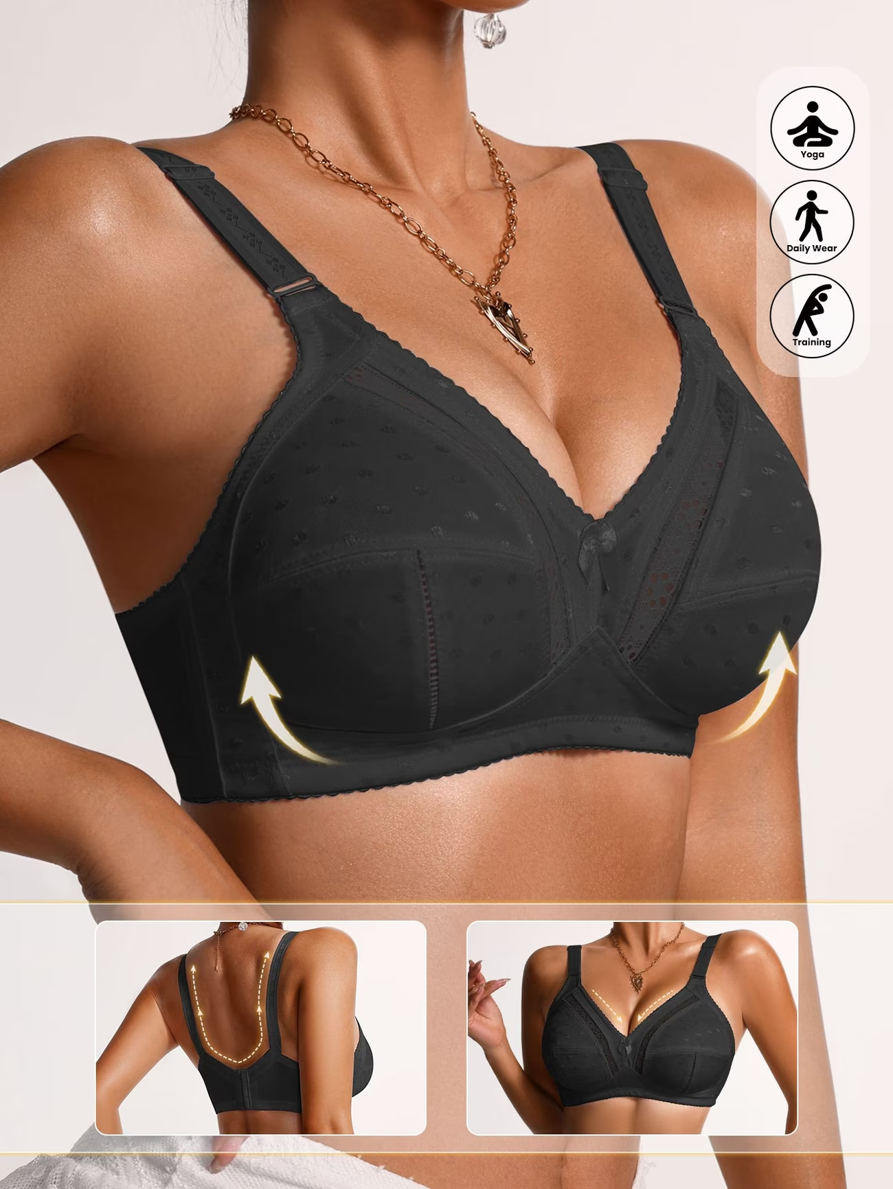Triumph® 👑4 darabos szett🤍 Plus Size légáteresztő, teljes kosaras, merevítő nélküli melltartó