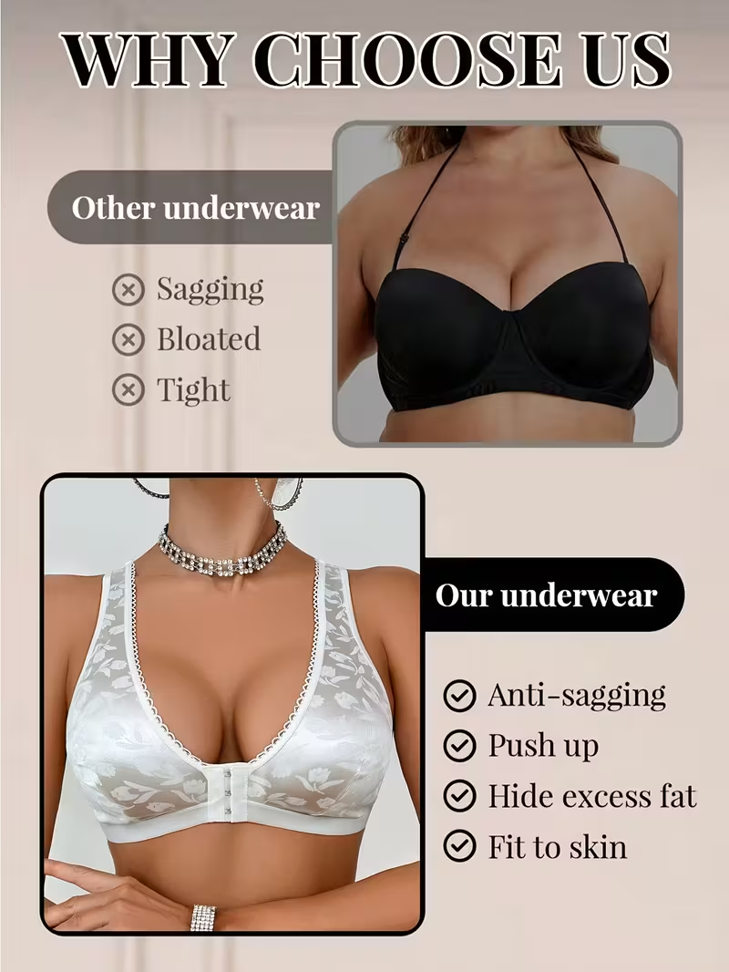 Triumph® 4-częściowy 💝 70% zniżki 💝 Wygodny biustonosz w dużym rozmiarze z rozcięciem z przodu [65A-120H]