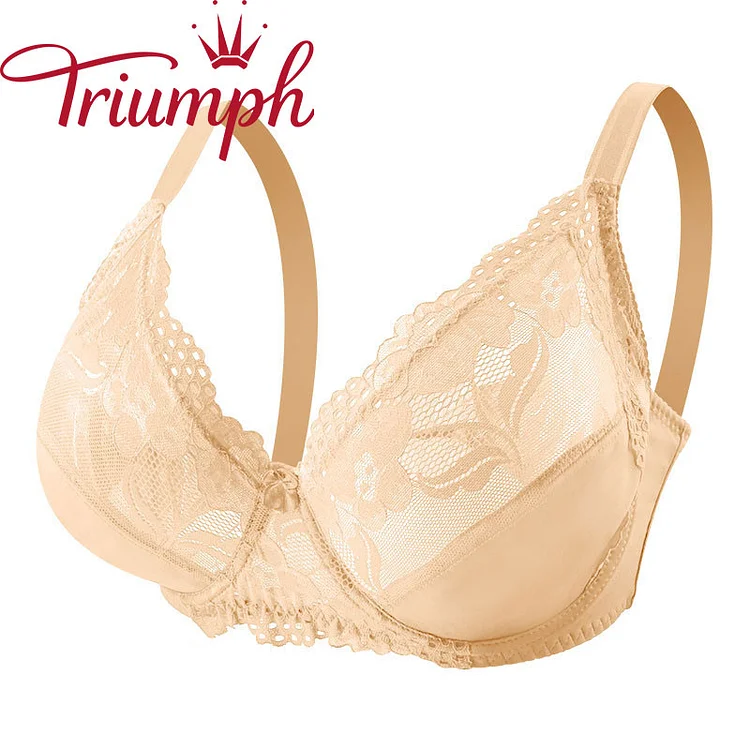 Triumph - 🔥Lenjerie sexy transparentă ultra subțire push up din dantelă [75A-110E] Set 3 bucăți
