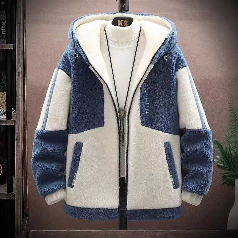  🍂🧥【M-8XL】 Stora šilta plokščia žieminė vyriška vilnonė striukė