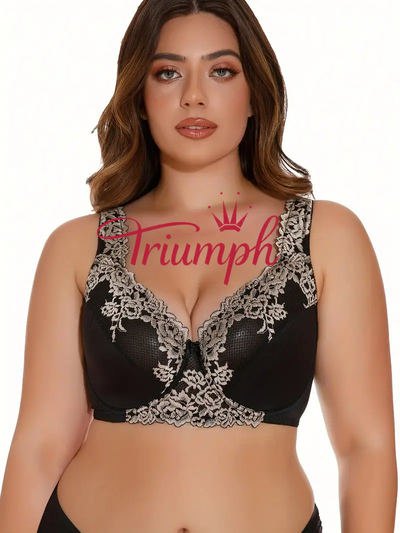 Triumph - 3 vnt. 💥Vintažinė gėlių siuvinėjimo belaidė liemenėlė