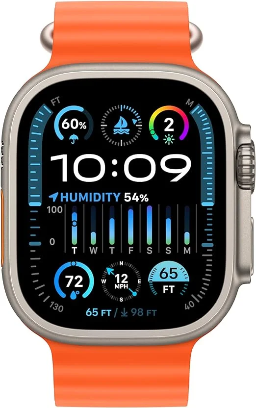 "Apple Watch Ultra 2" išmanusis laikrodis [GPS + Cellular 49 mm]. Kūno rengybos stebėjimo priemonė, tikslus GPS, veiksmo mygtukai, ilgas baterijos veikimo laikas, skaidrus "Retina" ekranas [riešams, kurių perimetras 130–200 mm]