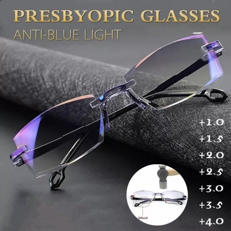 【Pirkite 1 Gaukite 1 nemokamai】FoldFlat Sapphire High Hardness Anti Blue Progressive Far Near Dual Purpose Glasses
