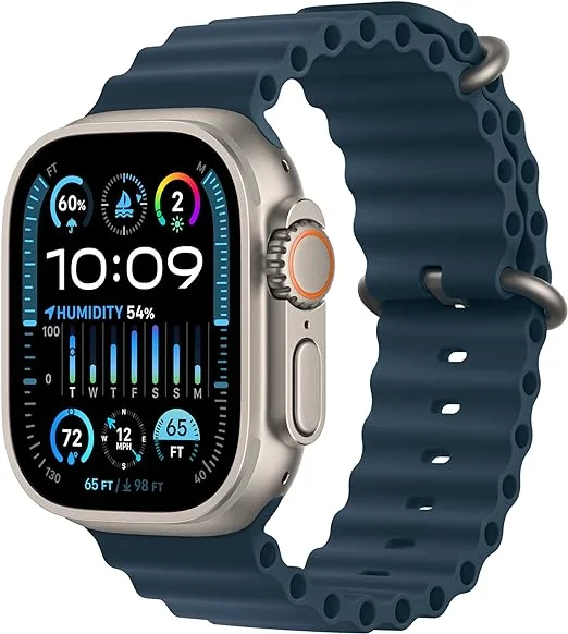 "Apple Watch Ultra 2" išmanusis laikrodis [GPS + Cellular 49 mm]. Kūno rengybos stebėjimo priemonė, tikslus GPS, veiksmo mygtukai, ilgas baterijos veikimo laikas, skaidrus "Retina" ekranas [riešams, kurių perimetras 130–200 mm]