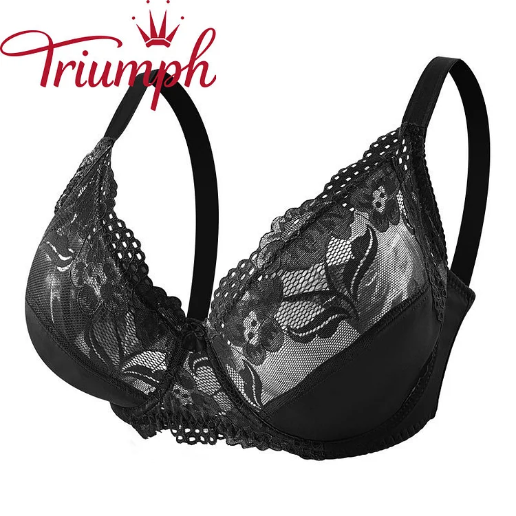 Triumph - 🔥Lenjerie sexy transparentă ultra subțire push up din dantelă [75A-110E] Set 3 bucăți
